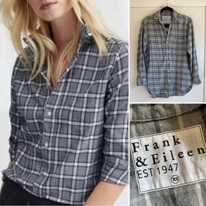 Frank & Eileen Gray Plaid Joedy Boyfriend Button-Up Italian Flannel Shirt